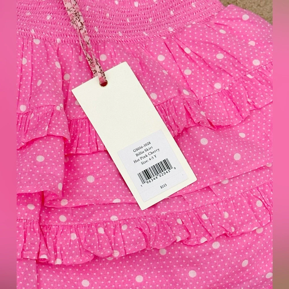 NWT LoveShackFancy Billie Skirt Hot Pink Cherry Size 5-6Y